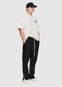 Tailored Cotton Voile Trackpants - Black