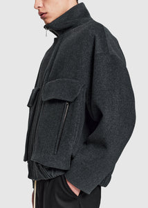 Cashmere Utility Track Jacket - Off Black