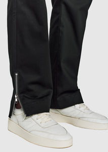 Tailored Cotton Voile Trackpants - Black